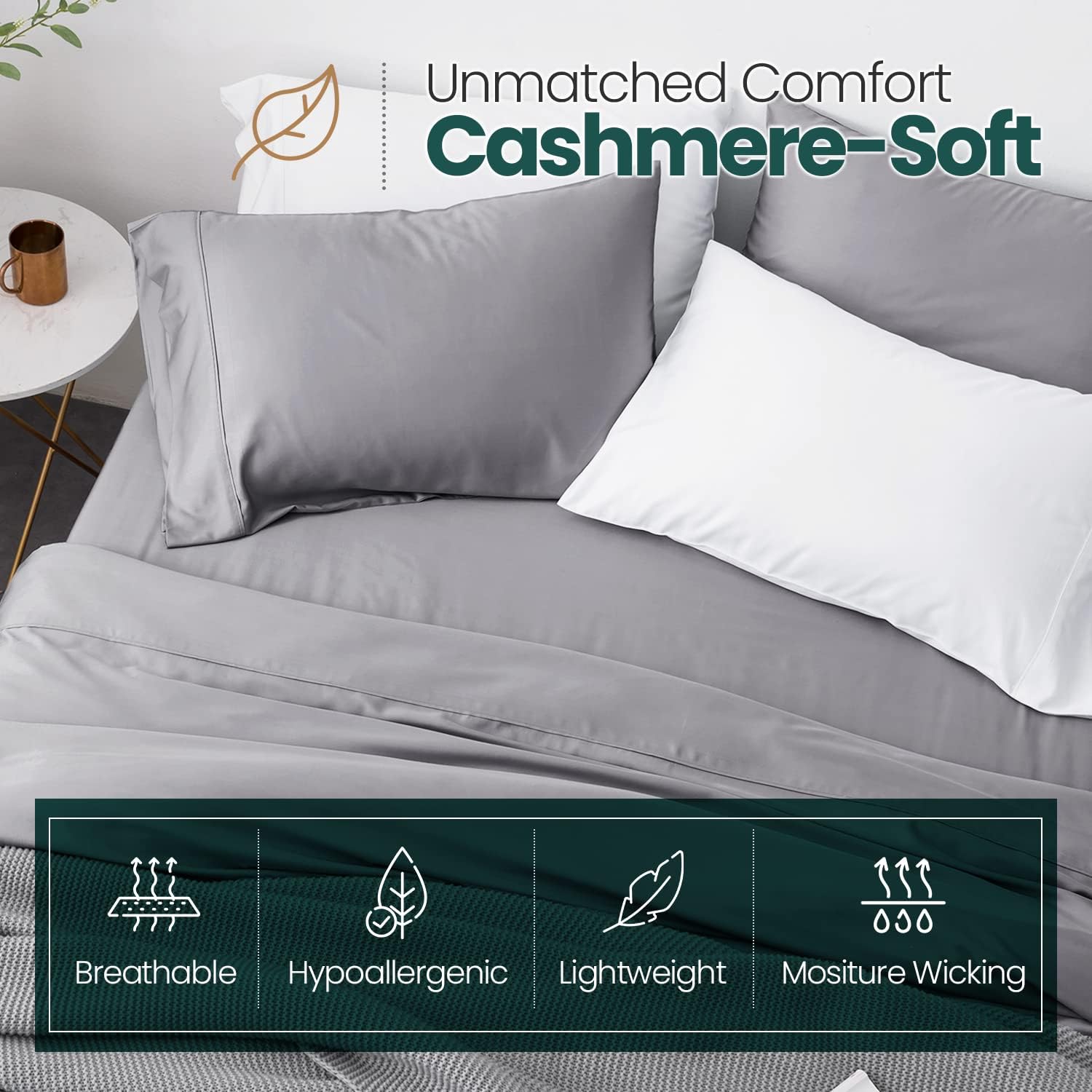 Island Collection | Soft & Hypoallergenic | Cooling & Moisture Wicking for Hot Sleepers (Cal King/Storm)