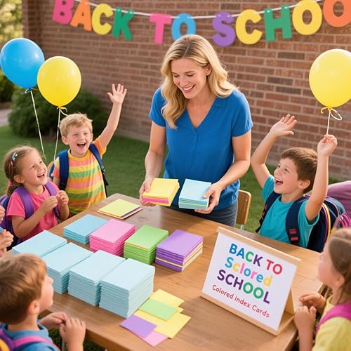 Miniatura 2 de Koogel Tarjetas de índice de 4 x 6, 180 unidades, tarjetas de índice grandes de colores en blanco en ambos lados para el regreso a la escuela,