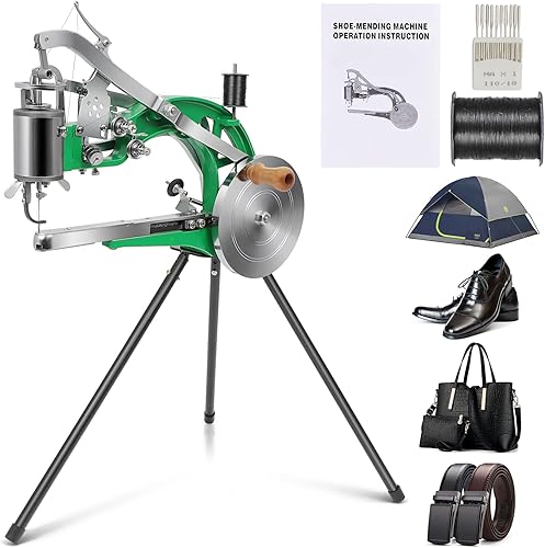 Leather Cobbler Machine Cobbler Sewing Machine, Shoe Repair Machine with Manual Dual Cotton Nylon Line Sewing Machine for Upsolery, Clothes, Zippers and Tents Leather Cobbler Machine Cobbler Sewing Machine, Shoe Repair Machine with Manual Dual Cotton Nylon Line Sewing Machine for Upsolery, Clothes, Zippers and Tents