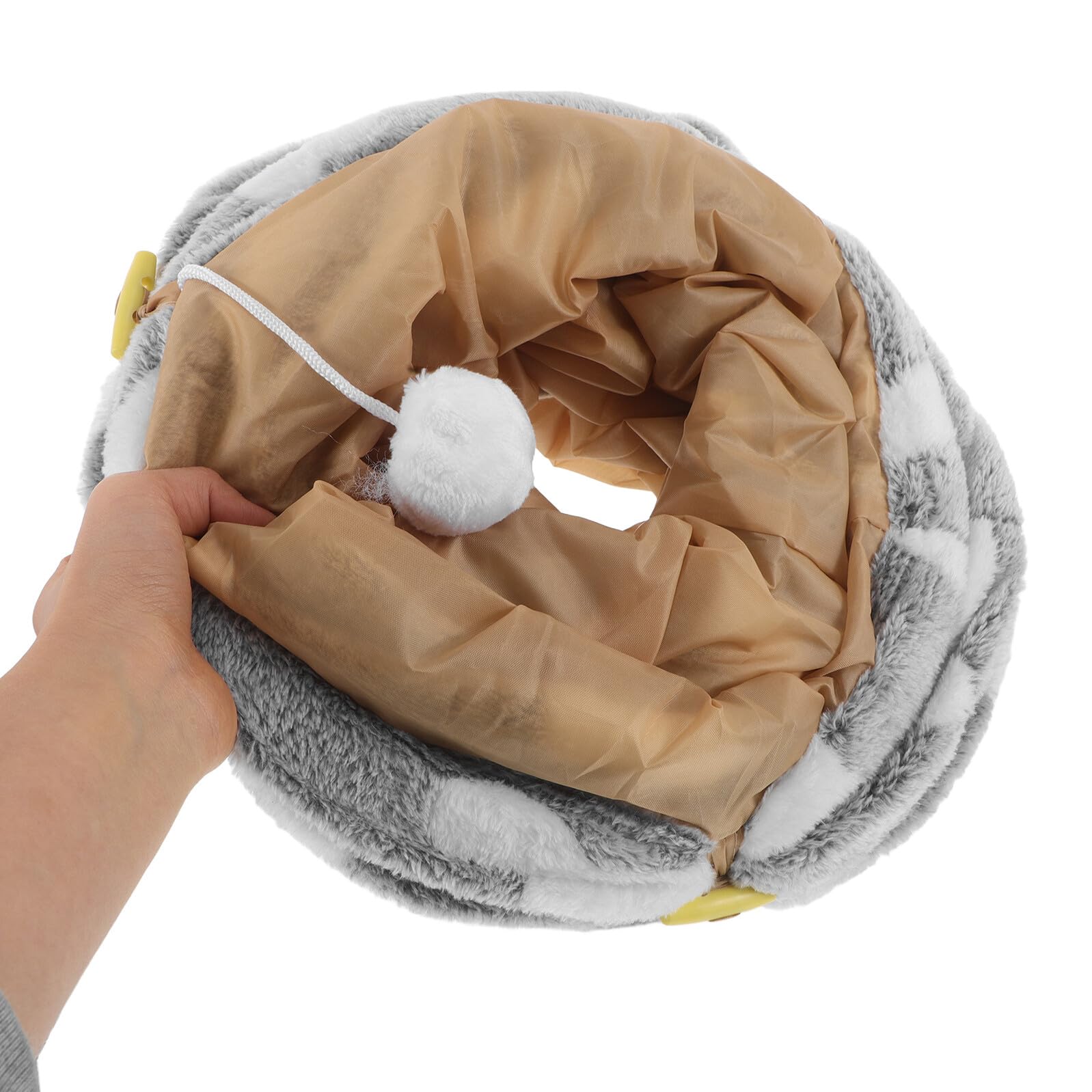 Gatuida Tunnel Pliable pour Chat Intérieur à Motif Os avec 2 Trous et Balle en Peluche Tunnel de Jeu Sonore pour Chatons Favorisant L’activité Physique Sommeil des Chats