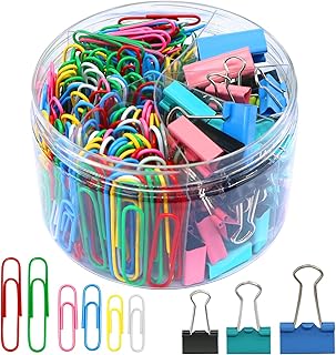Paper Clips Binder Clips, 340PCS Paper Clips and Binder Clips Assorted Sizes, Colored Paper Clips Large and Medium, Binder...