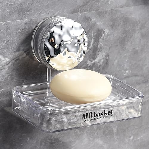 Miniatura 12 de Cesta de ducha con ventosa, organizador de ducha de succión montado en la pared, cesta transparente sin taladrar con 4 ganchos móviles, estante de