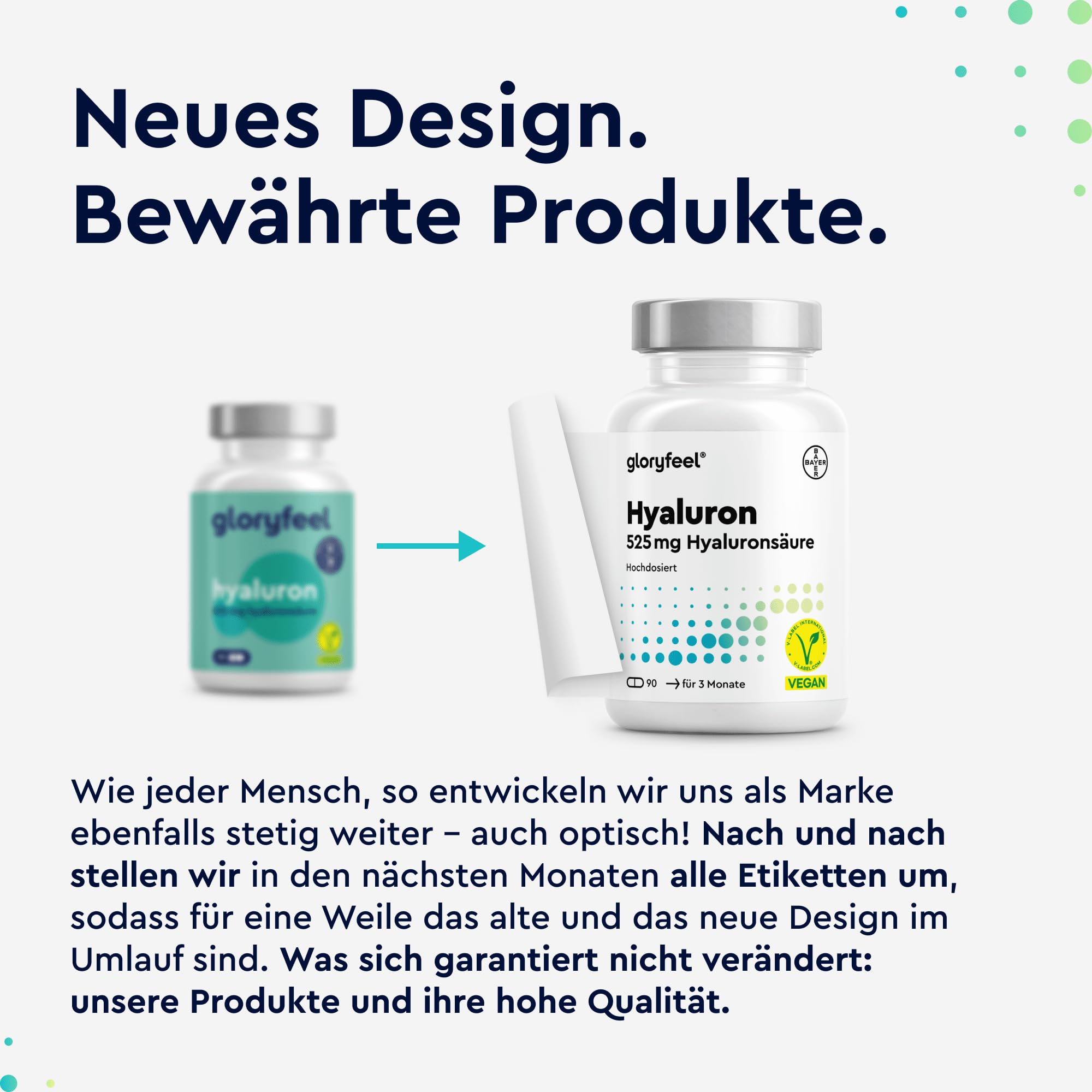 Hyaluron Kapseln Hochdosiert - 525mg Hyaluronsäure pro Kapsel - 500-700 kDa - 90 vegane Kapseln - Laborgeprüft, ohne Zusätze in Deutschland hergestellt