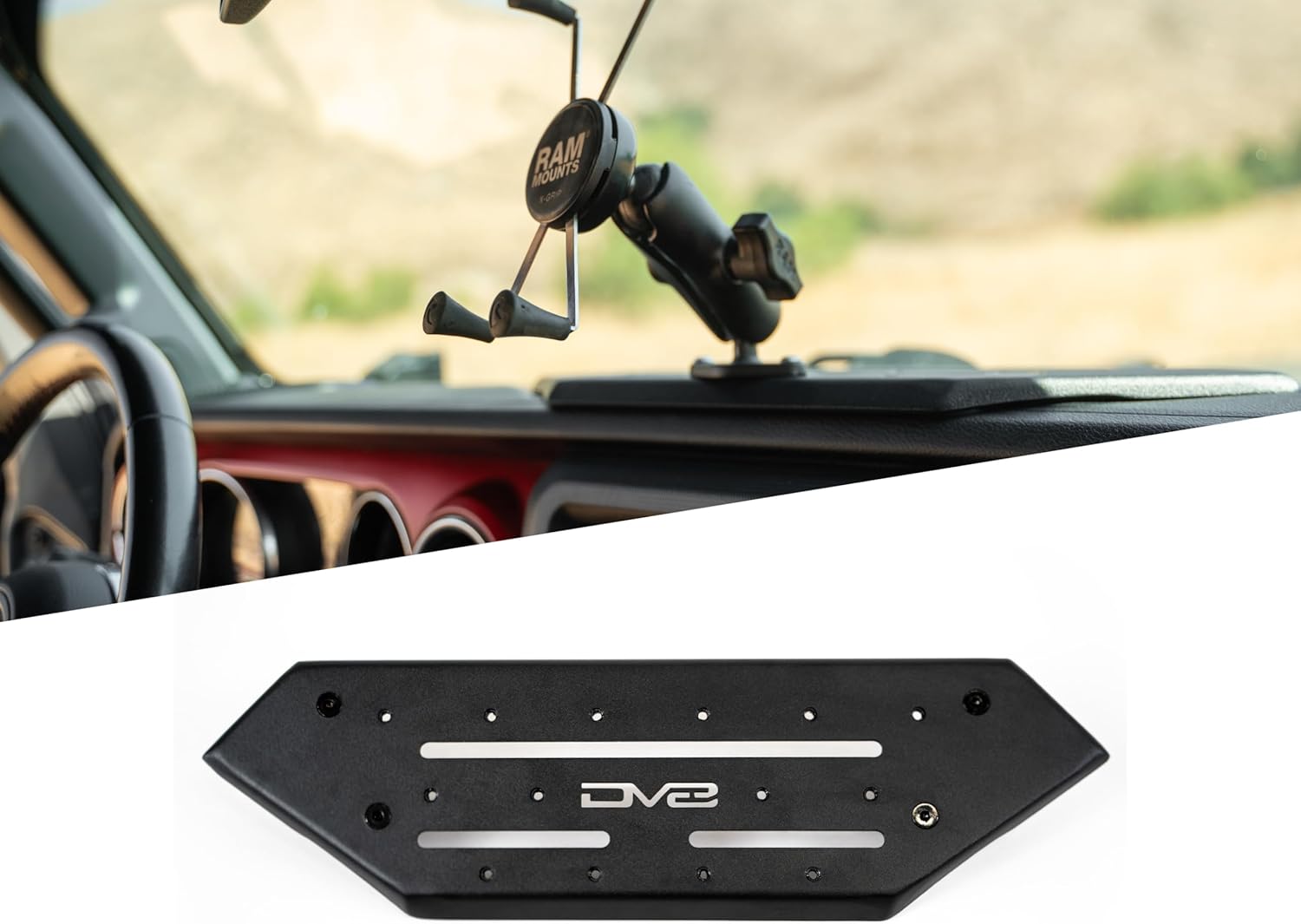 DV8 Offroad Device Dash Mount V2 for 2018-2023 Jeep Wrangler JL & 2020-2023 Gladiator JT | Limitless Mounting Options for Your Digital Devices | Fully Bolt-On Design | Black Powder Coat Finish | Steel