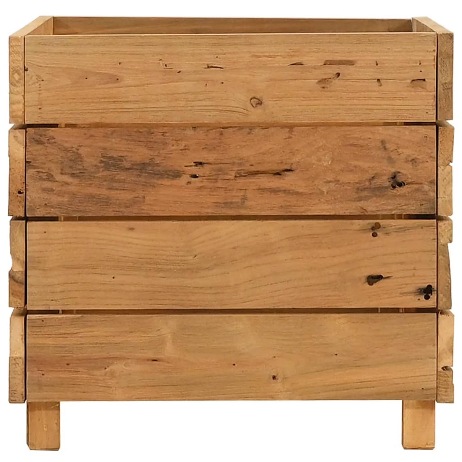 LAPOOH Hochbeet, Palettenrahmen, Hochteich, Gemüsebeet, Kräuterregal Balkon, Blumenbeet, Kräuterspirale, Tomatenbeet, Pflanzhochbeet, 50x40x38 cm Teak Altholz und Stahl