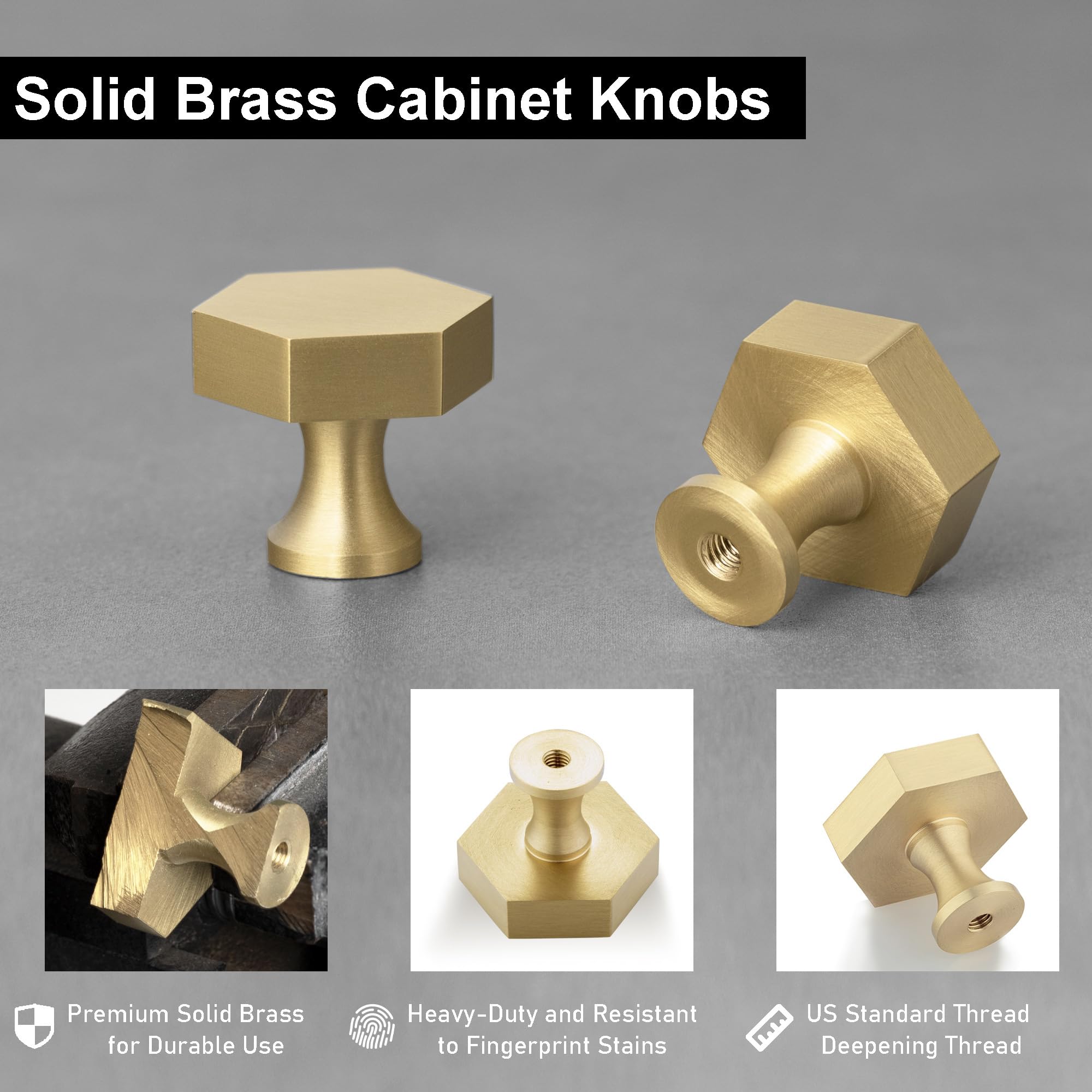 QOGRISUN Lot De 5 Poignées D'armoire En Laiton Massif, Barre En T