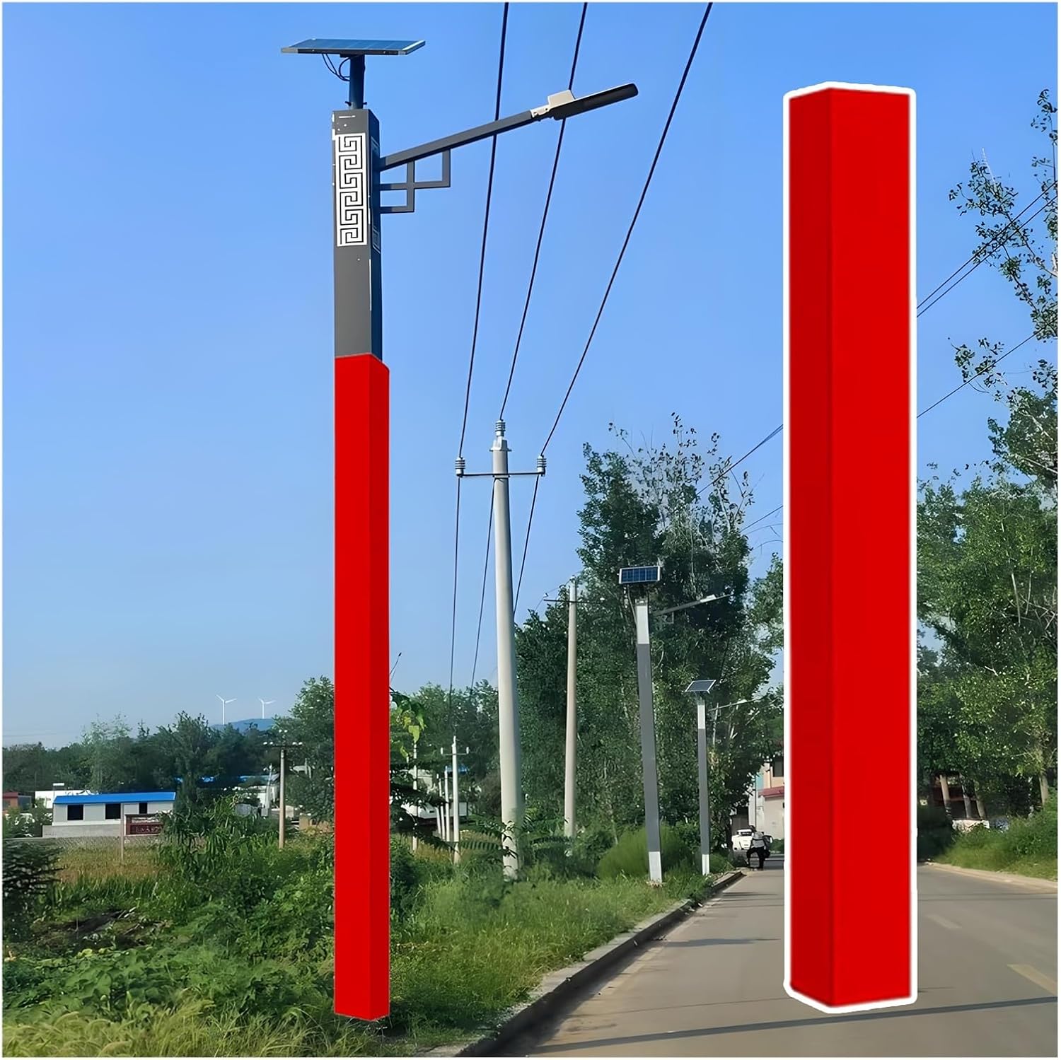Outdoor Gym Pole Safety Padding, Waterproof Anti-Collision Covers for 3-6 FT Poles, 1.6in Thick Wrap Around Pad, Red, Ideal for Sports Courts & Street Lights