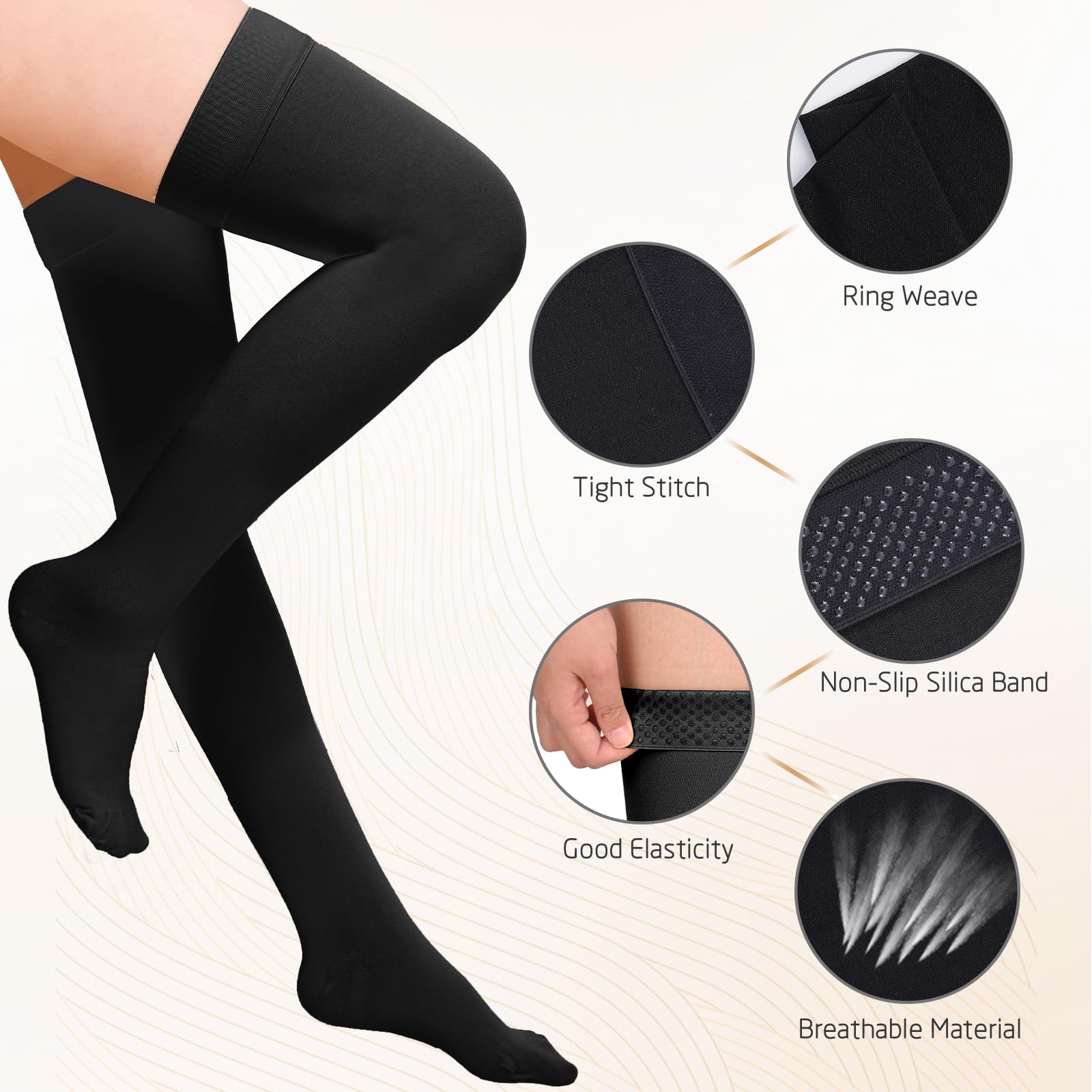 3 Paires De Bas De Compression Femme 20-30 MmHg - Mi-mollet - Neufs Sans Boîte