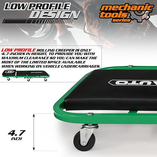 Miniatura 25 de M-AUTO Z Creeper plegable 2 en 1 - Enredadera y asiento plegable para automóvil, silla de garaje ajustable de 36 pulgadas para acostarse o sentarse