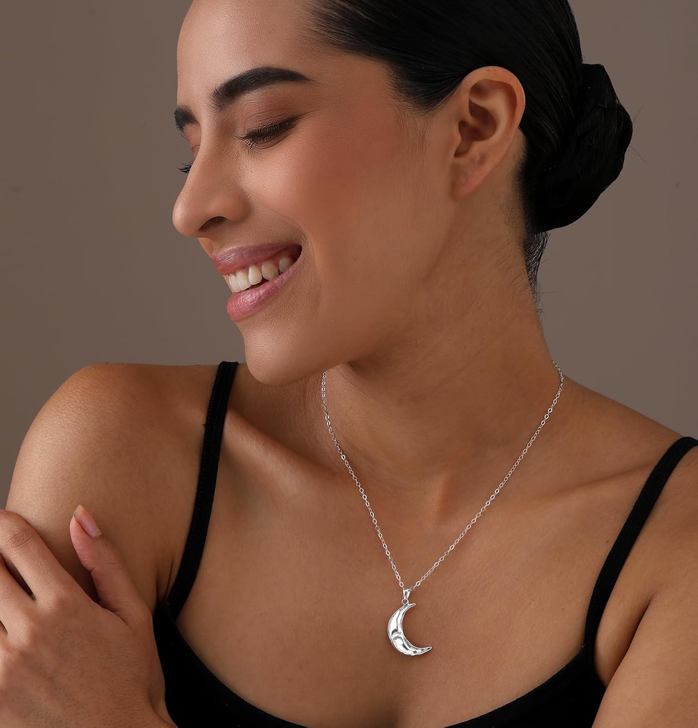 LeCalla 925 Sterling Silver Pendant Necklace | Crescent Moon and Star Necklace Jewelry | Handmade Charm Pendant Necklace for Women | Adjustable Chain Necklace Gifts for Women Valentine s Day, Mother s Day - Image 2