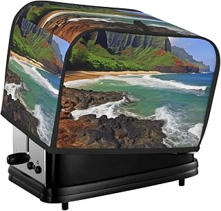 2 Slice Toaster Cover with Pockets Universal Bread Maker Covers Kauai Hawaii Seashore Kitchen Small Appliance Cover with Handle Oven Covers Dust and Fingerprint Protection