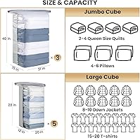 Vista 2 de TAILI 8 Pack Vacuum Storage Bags, Cube Combo Space Saver Bags (3 Jumbo +5 Medium), Vacuum Seal Bags for Clothing, Bedding, Comforters, Blankets