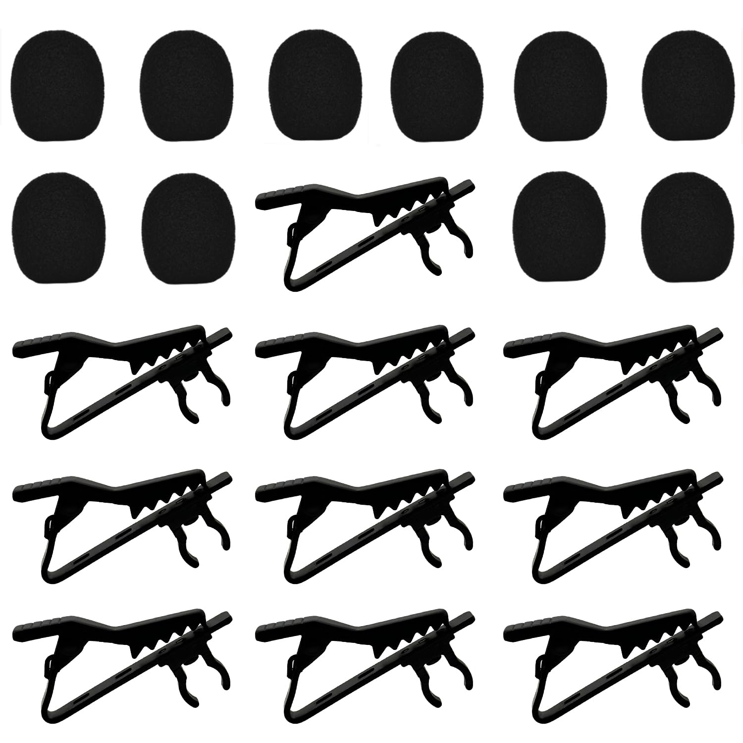 20 Pcs Metal Lavalier Microphone Clip Lapel Mic Clips Set, Tie Clips with Foam Windscreen Cover, Lapel Microphone Replacement Kit