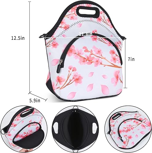 Miniatura 5 de Violet Mist Bolsas de almuerzo de neopreno con correa para el hombro, loncheras aisladas, bolsa térmica para el almuerzo, bolsa reutilizable con