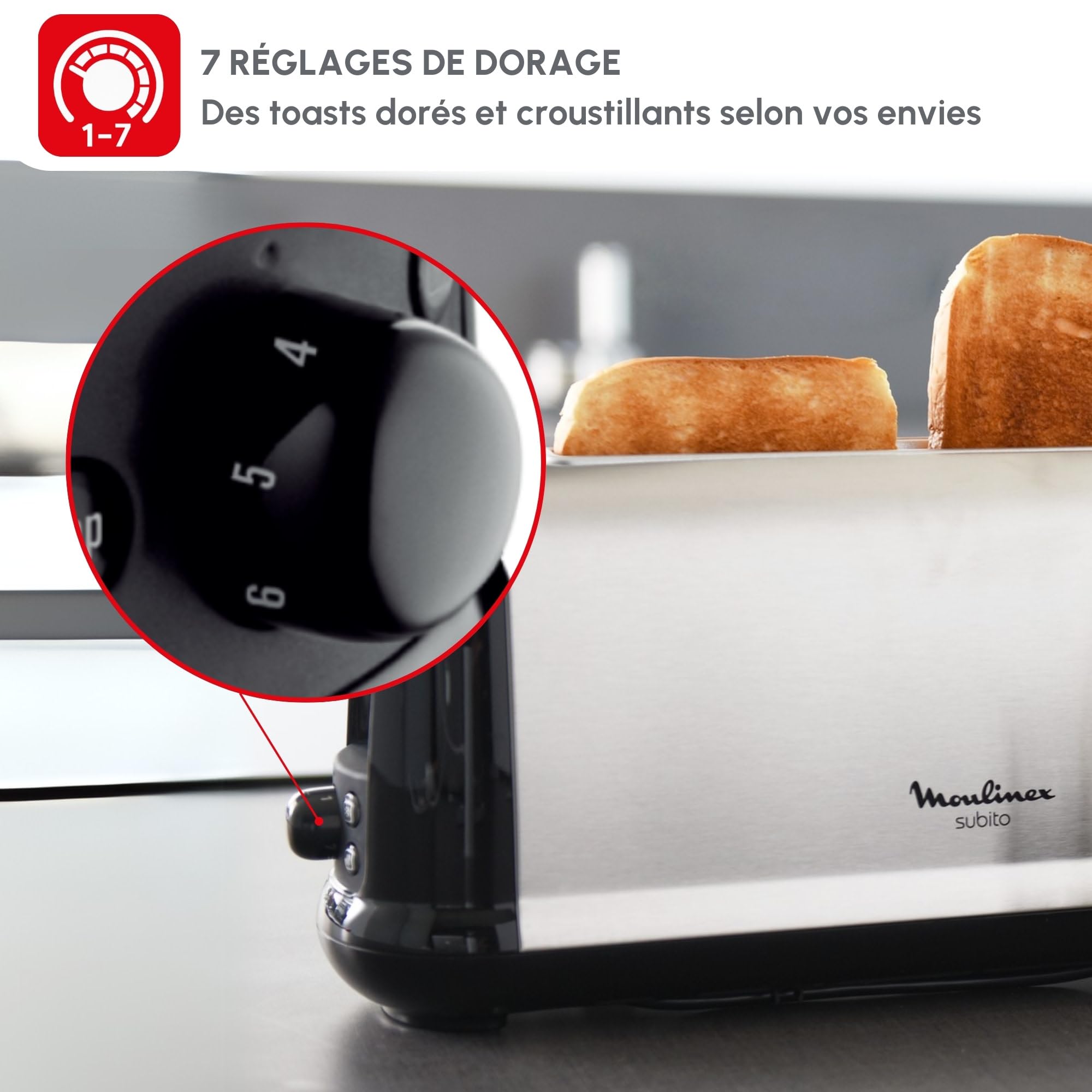 Grille-pain, Subito, 1 longue fente, Inox | Grilles pain et toasters