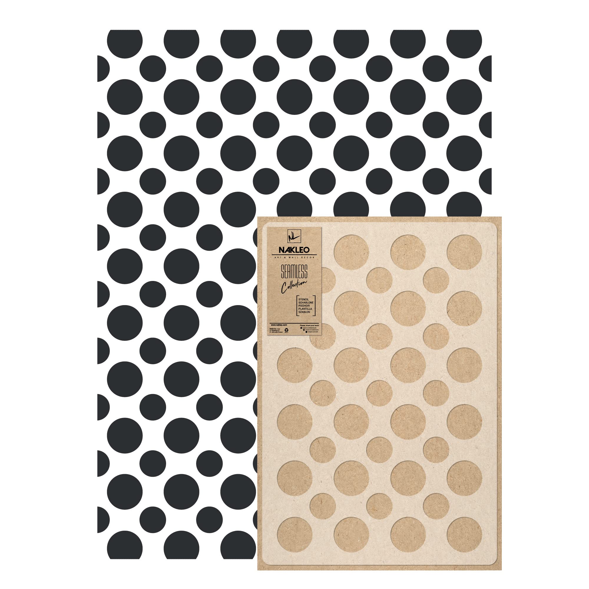 NAKLEO Stencil per Pittura Grandi Dimensioni 59x95cm, Punto Cerchio Punto Geometrico Modello per Pareti, Plastica e Riutilizzabile Fai Da Te Carta da Parati Decorazioni Casa, Muro Legno Mobili