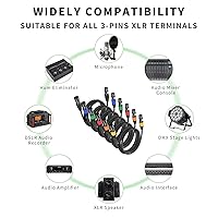 Vista 3 de Cables XLR, cables de micrófono de 10 pies, paquete de 6 unidades, cable de altavoz XLR de 3 pines chapado en oro macho a hembra, cable de micrófono