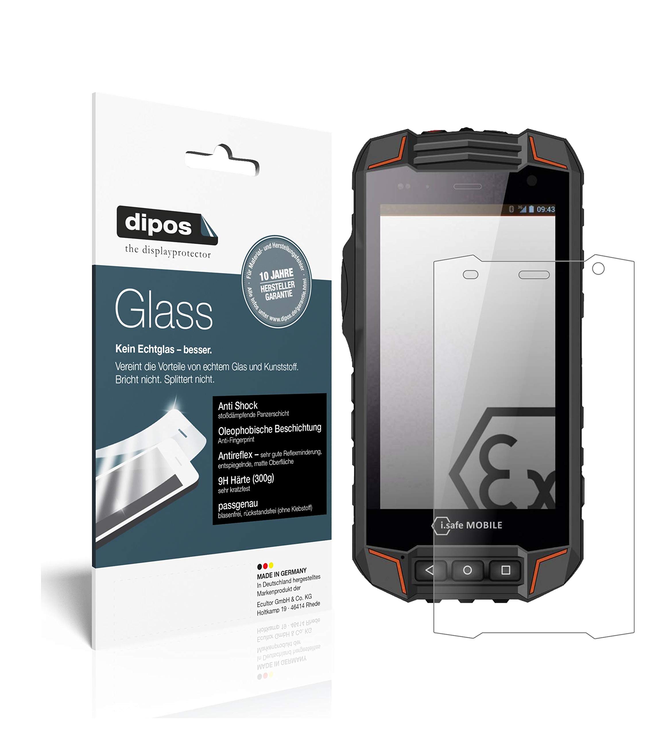 dipos I Screen Protector matte compatible with i.safe MOBILE IS520.1 Flexible Glass 9H Display Protection