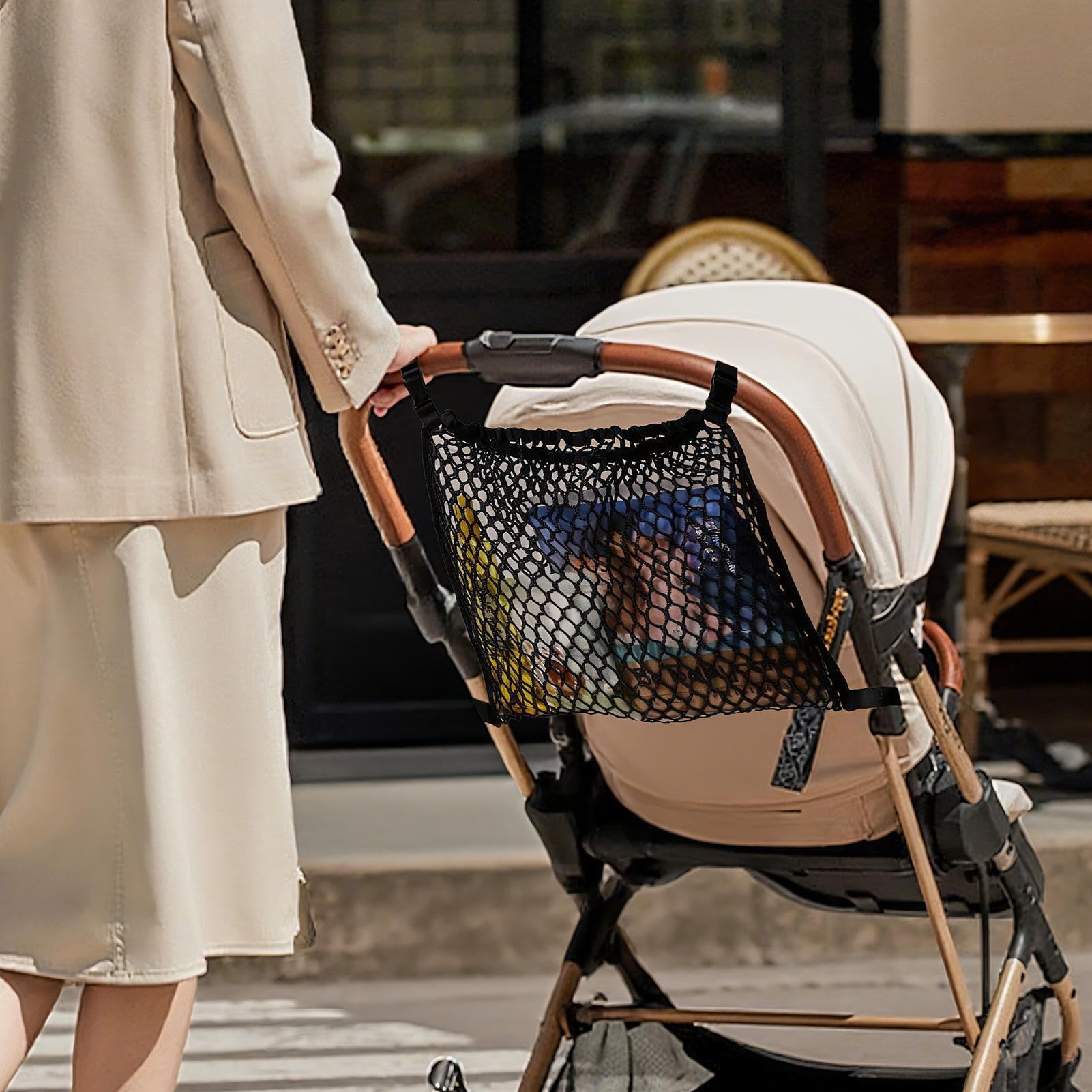Kinderwagen -Netzbeutel - Einkaufsnetz -Netz | Einstellbarer Kinderwagen -Mesh | Pocket Snack Container Outdoor Spaziergänge ein Einkaufsschirme Compact Storage Box Leichtes Reisezubehör