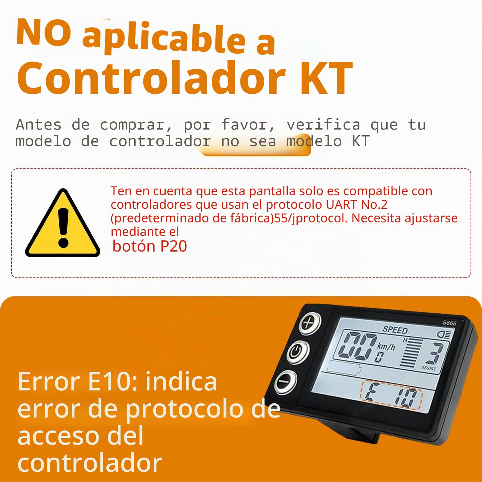 Pantalla LCD para Bicicleta eléctrica S866, medidor de Pantalla para Bicicleta eléctrica E de 5 Pines y Conector Impermeable, 24 V 36 V 48 V Panel de Control de velocímetro y odómetro para Scooter