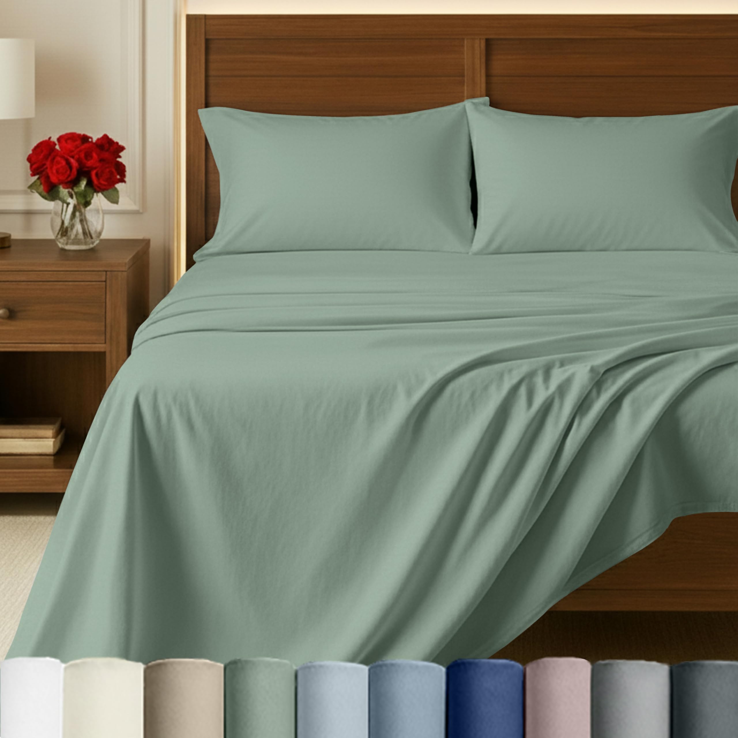 California Design Den 100 Egyptian Cotton Sheets Queen Size Set - Certified Authentic Luxury Deep Pocket Queen Sheets