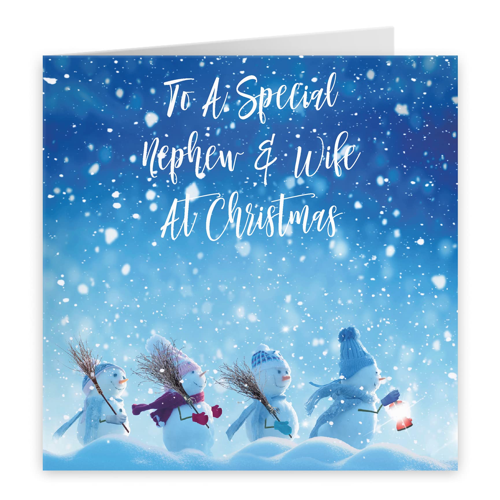 Hunts England - Nephew And Wife Christmas Card - To A Special Nephew & Wife At Christmas - Snow People Collection - Fun Card - Image 2