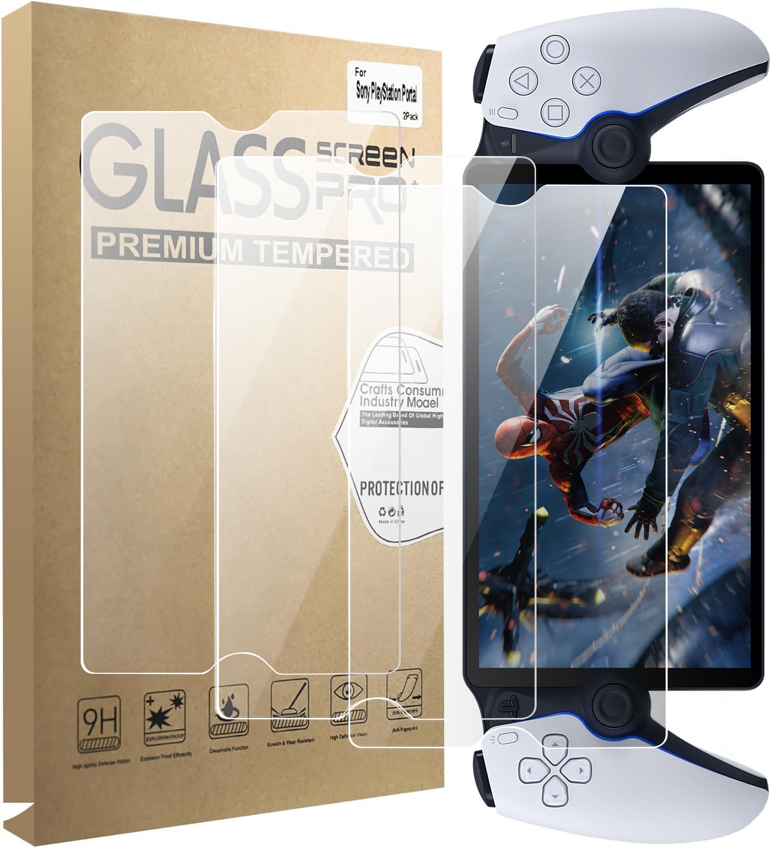 KOOWOD3 Pack Screen Protector Compatible with PlayStation Portal Remote Player, 9H Hardness Anti-Scratch Tempered Glass Film, PS5 Portal Screen Film, Bubble-free, Anti-Fingerprint