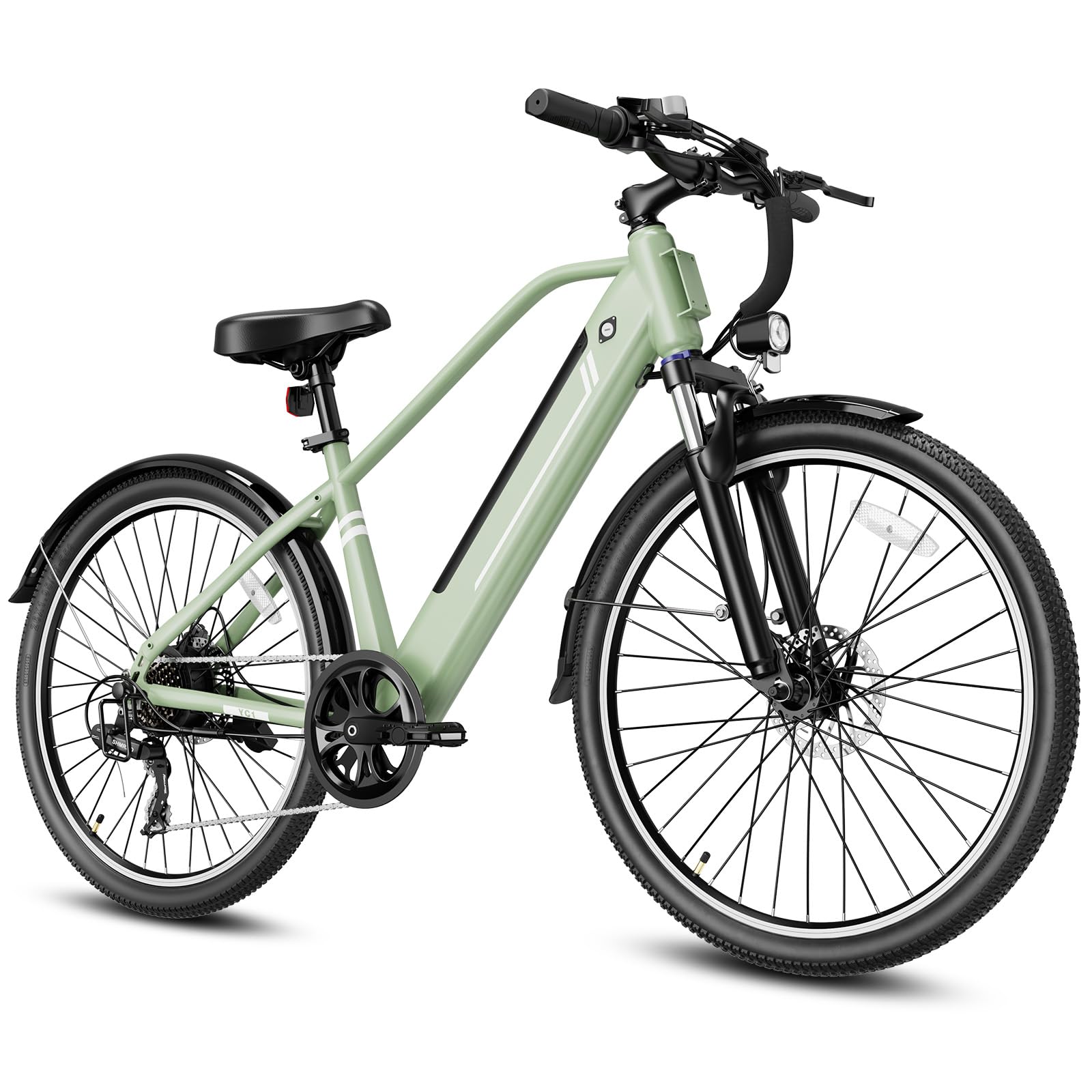 Jasion 26" Electric Bike for Adults, Internal Removable Battery Ebike with 3 Modes & 7-Speed, UL2849 Certified, 1200W/1400W Peak Motor, Max 28Mph & 50Miles, Shock Absorber,City Commuter E Bike