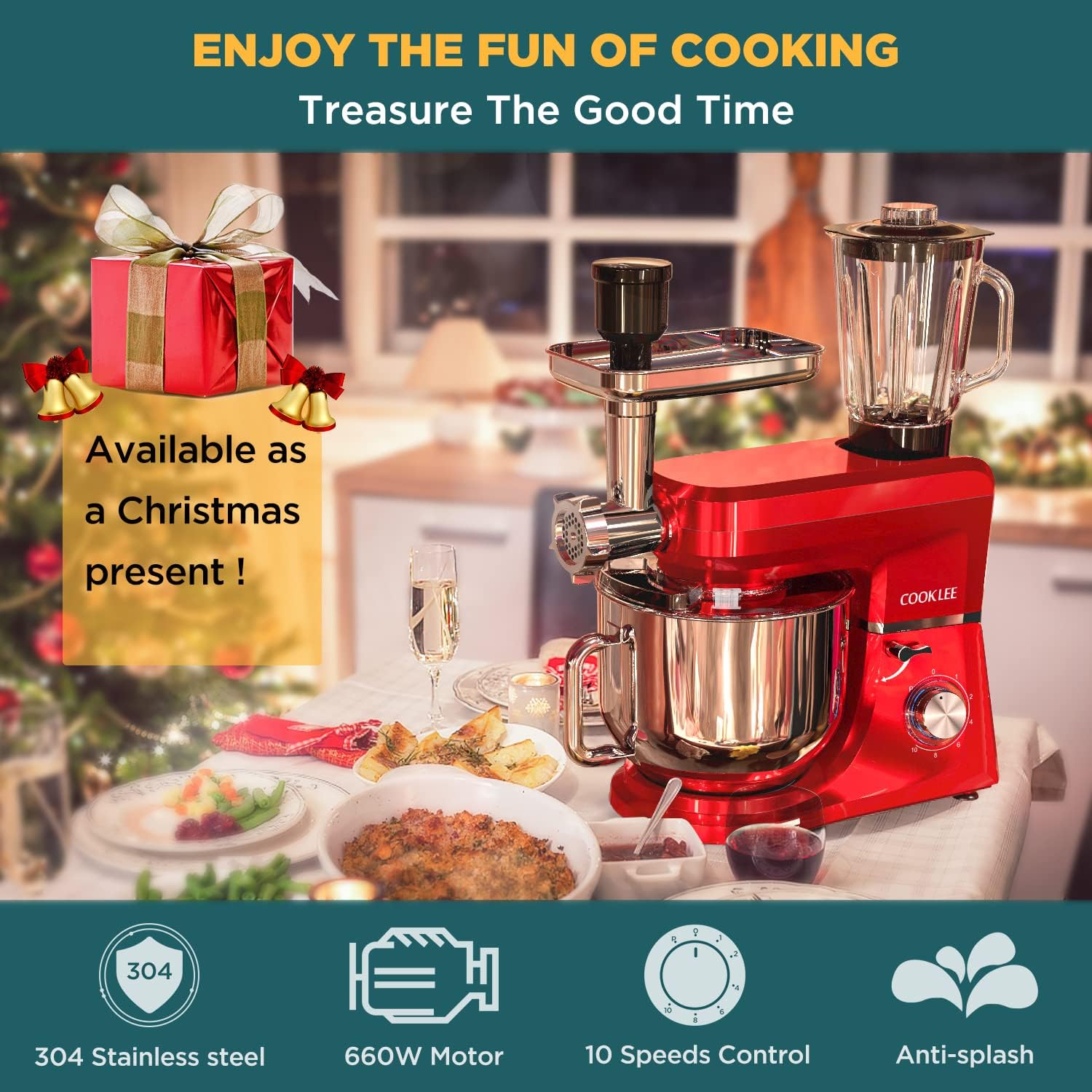 Buy 2 get 3 COOKLEE 6-IN-1 Stand Mixer, 8.5 Qt. Multifunctional Electric Kitchen Mixer with 9 Accessories for Most Home Cooks, SM-1507BM, Ruby Red Amazing 🔥 COOKLEE 6-IN-1 Stand Mixer, 8.5 Qt. Multifunctional Electric Kitchen Mixer with 9 Accessories for Most Home Cooks, SM-1507BM, Ruby Red