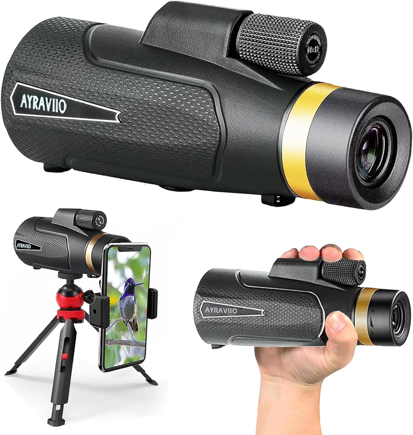 12x60 Monocular Telescope with Smartphone Holder & Sturdy Tripod (12x60) Thumbnail