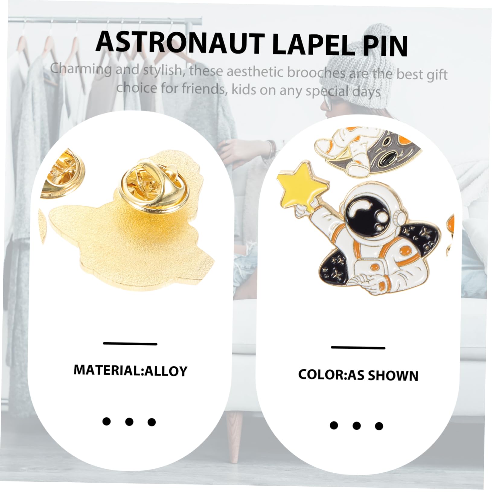 FRCOLOR Spilla Astronauta Perni Uomini Adulto Bobby Divertente Spilla Per Vestiti Simpatiche Spille Di Animali Spilla Per Donna Spilla Per Spillo Di Sicurezza Lega