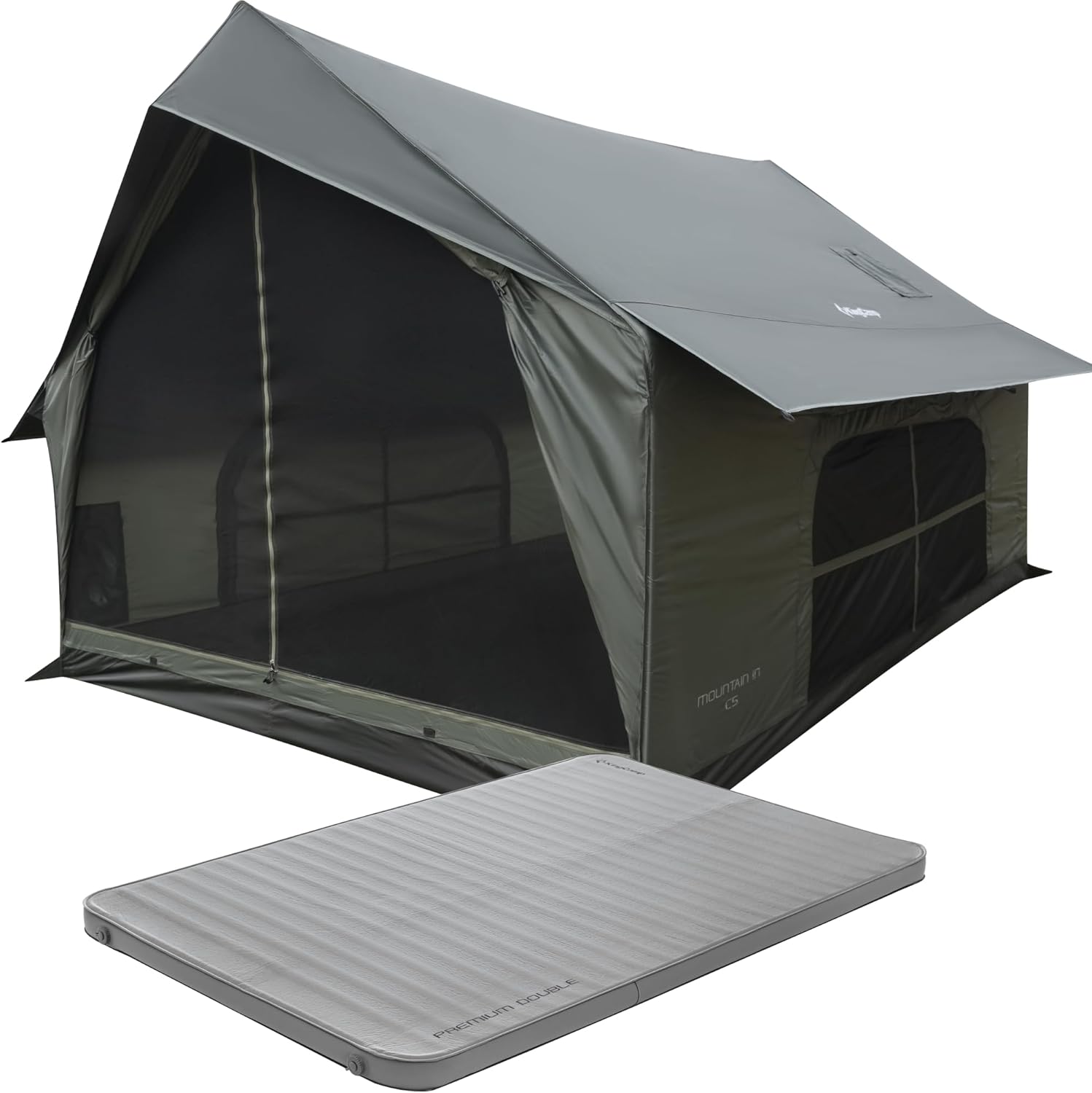 KingCamp 6-8 Person Canvas Hot Tent & Double Self-Inflating Sleeping Pad - Camping Tent with Insulated Sleeping Pad for Cold Weather & Family Car Camping