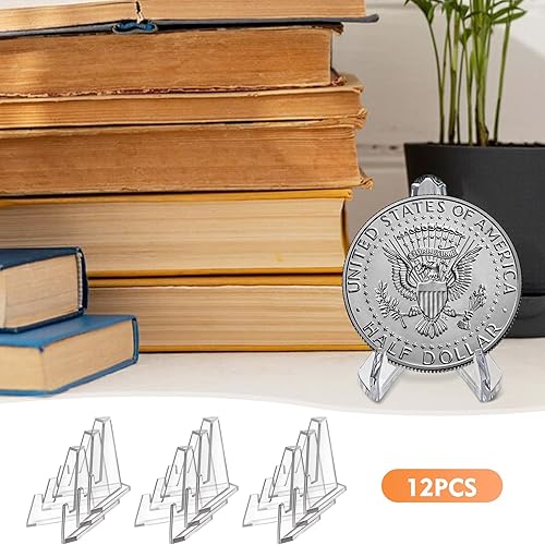 Miniatura 5 de HiShutiao Paquete de 12 soportes de acrílico de 2.68 pulgadas para tarjetas, soporte de tarjetas graduado, soportes para tarjetas deportivas de