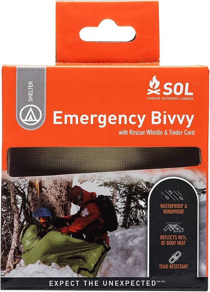 SOL Emergency Bivvy with Rescue Whistle Survival Kit