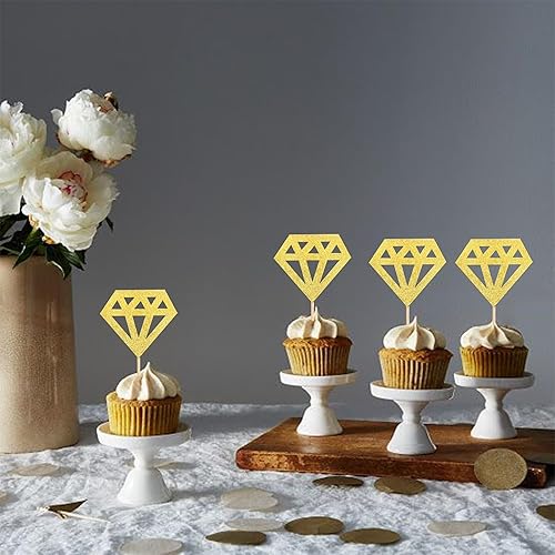 Miniatura 95 de 36 piezas de adornos de diamantes para cupcakes con purpurina de diamantes para bodas, compromisos, despedidas de soltera, cumpleaños, aniversario