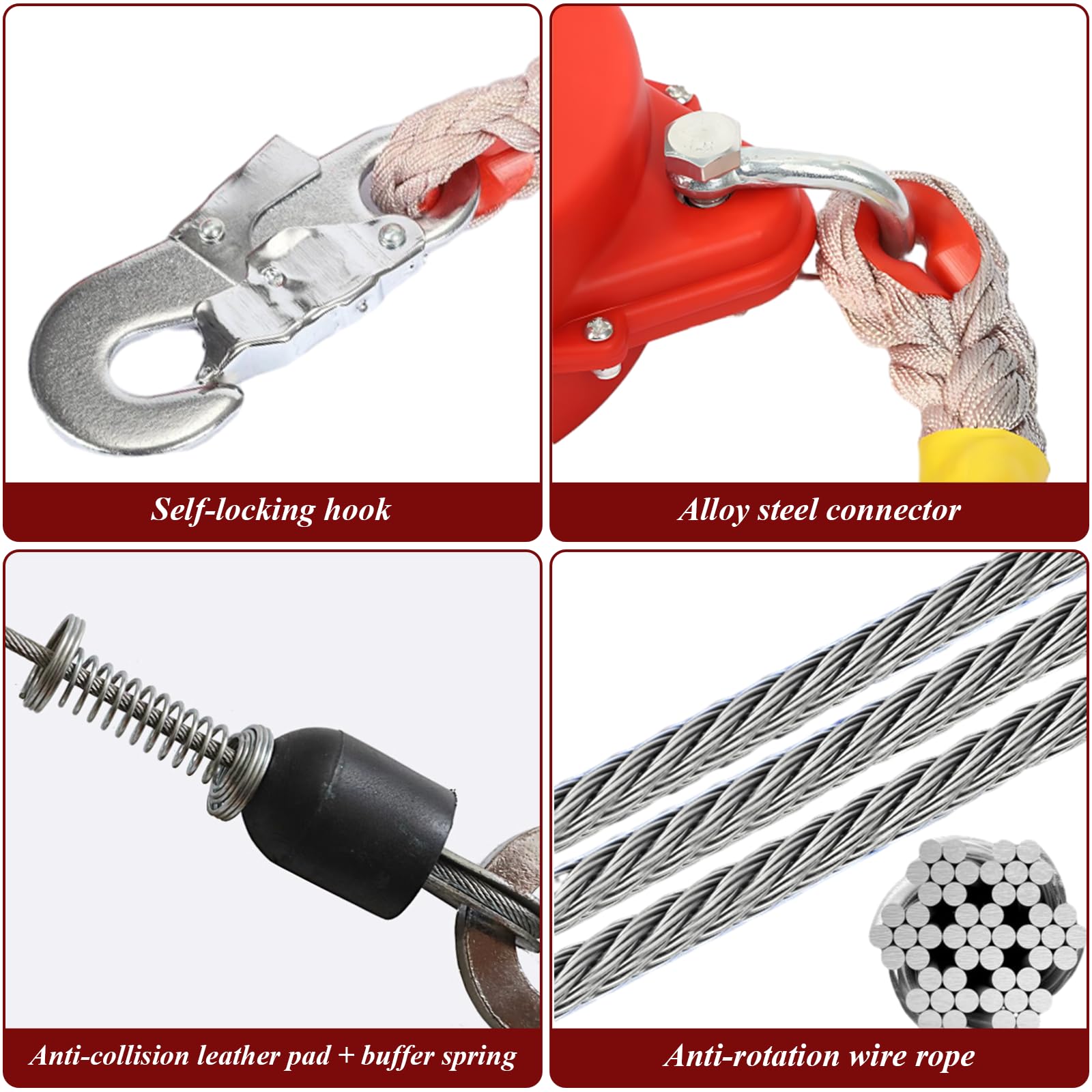 Dispositivo Anticaidas Retráctil, Rojo Linea de Vida Retractil Homologado 200 KG, 10m Arnés de Seguridad Anticaídas Retráctil Trabajo en Tejados/Altura(Rojo - 2 Piezas,10m)