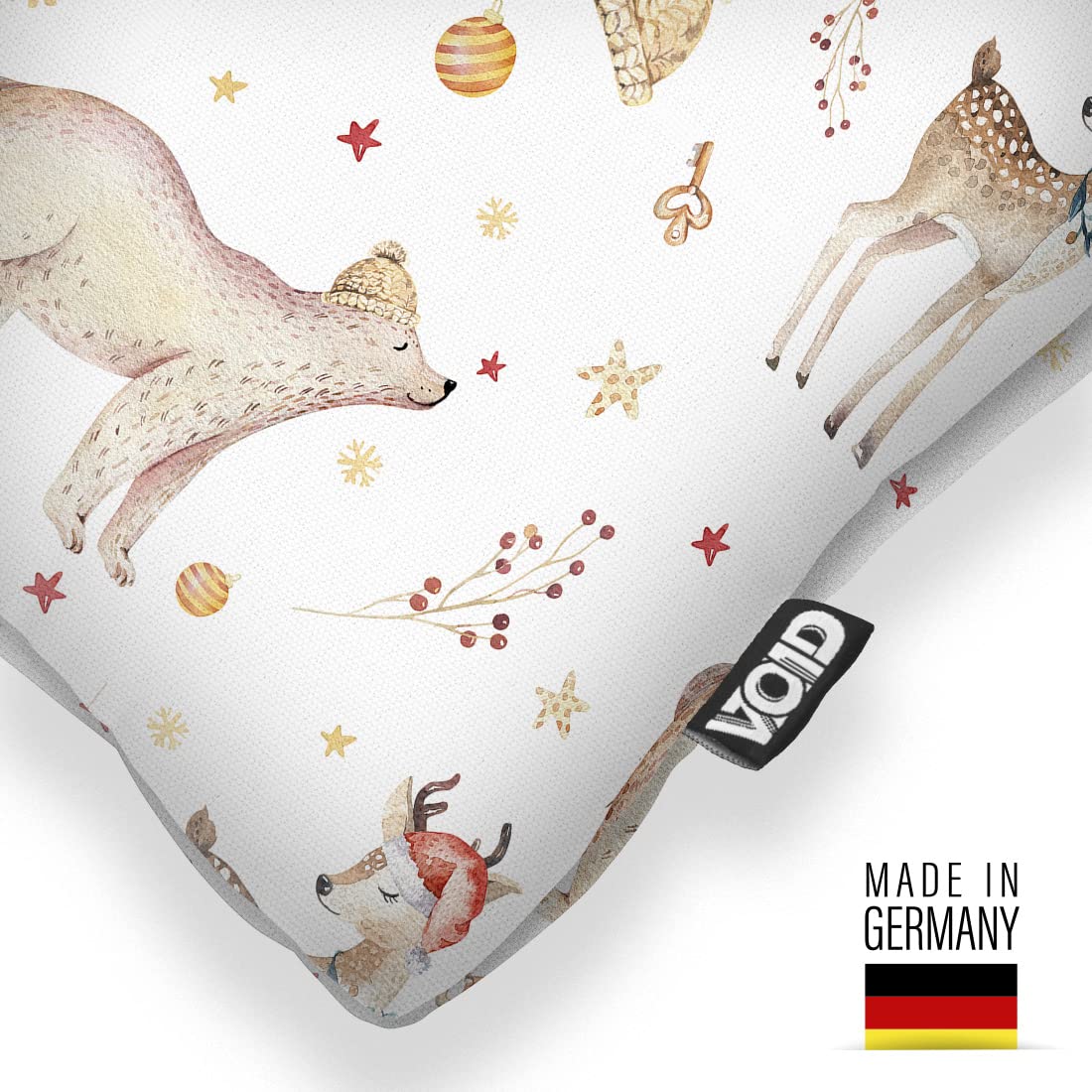 VOID Orso Cervo Natale Animali Natalizi Cuscini federe Poliestere Impermeabile per Uso Outdoor e Indoor, Kissen Size:60 x 60 cm