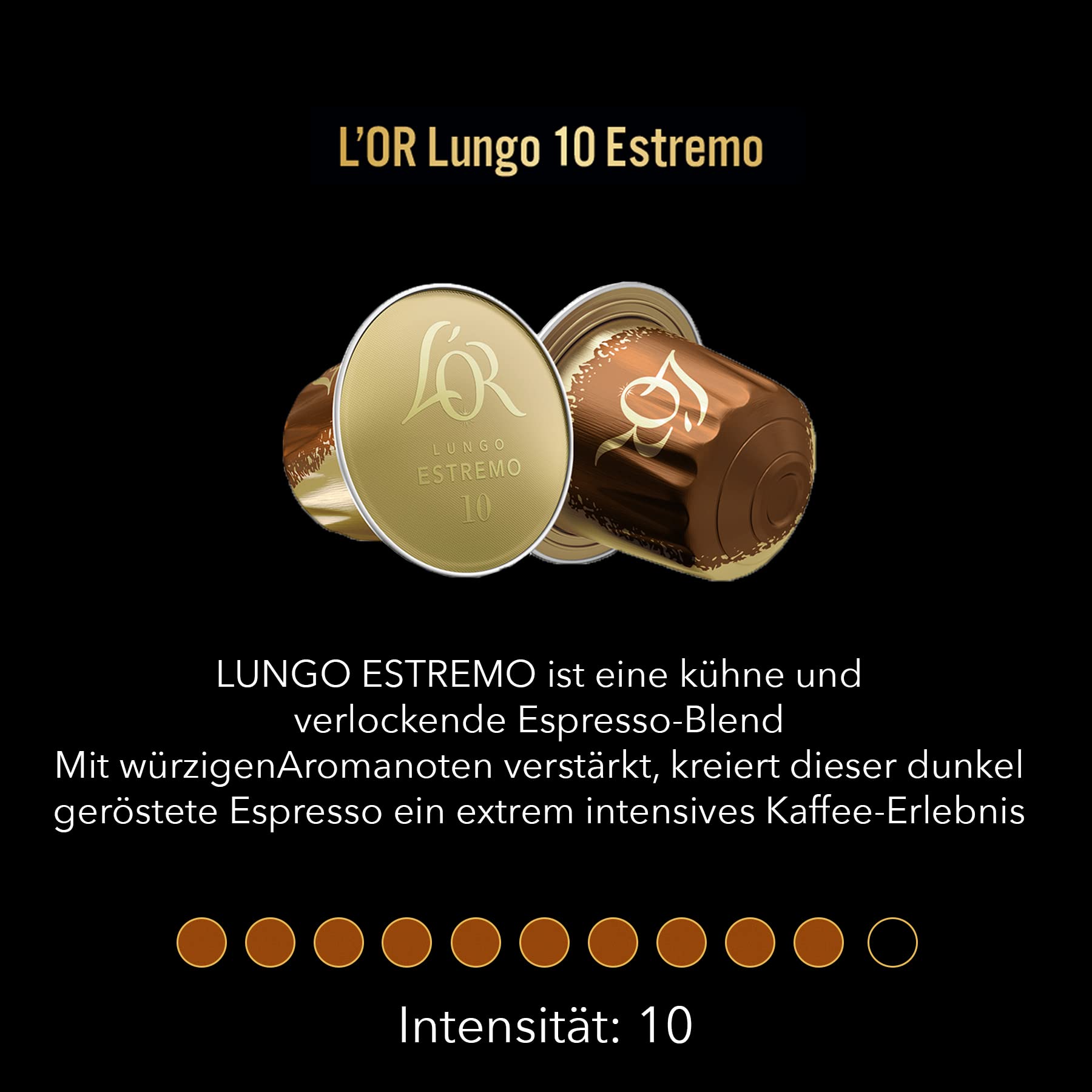 L'OR Lungo kapsułki do kawy Nespresso, 20 sztuk, kompatybilne z nutami pikantnymi z certyfikatem UTZ, Lor Estremo 104 g