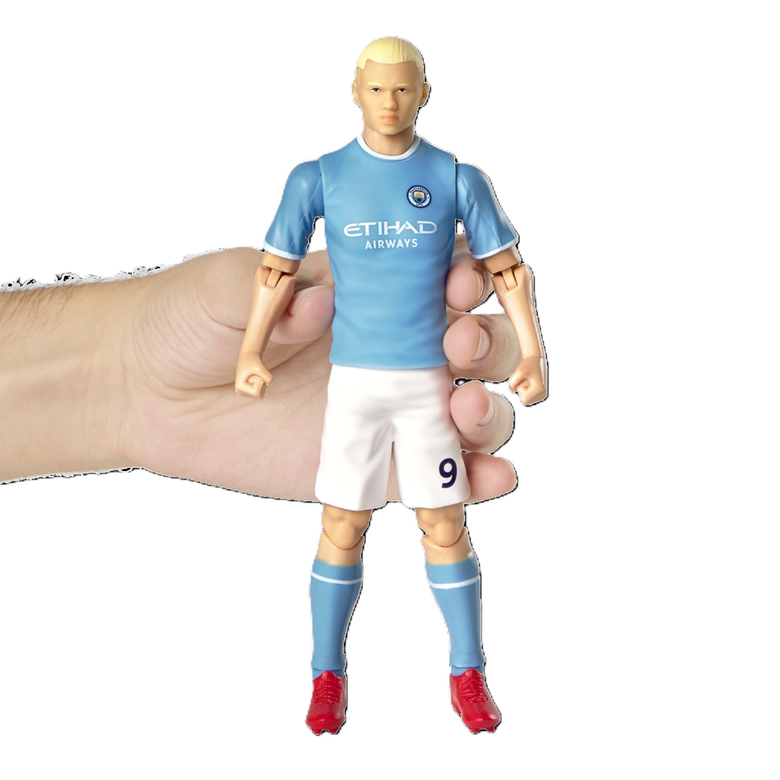 Megableu - Figurine Foot HAALAND - 20 cm - Grande Figurine Footballeur Réaliste & Articulée - Licence Officielle - 10 Points d’Articulation - Jouet Football Manchester - Idée Cadeau Fans Haaland