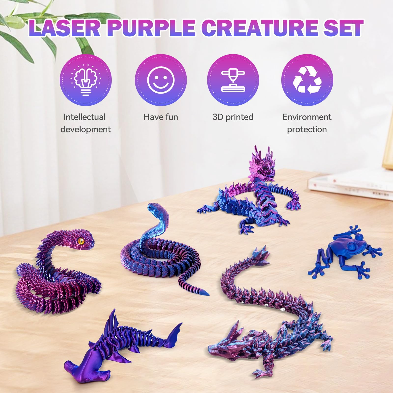 nnOuOnn 6PCS 3D Printed Animals - Image 4