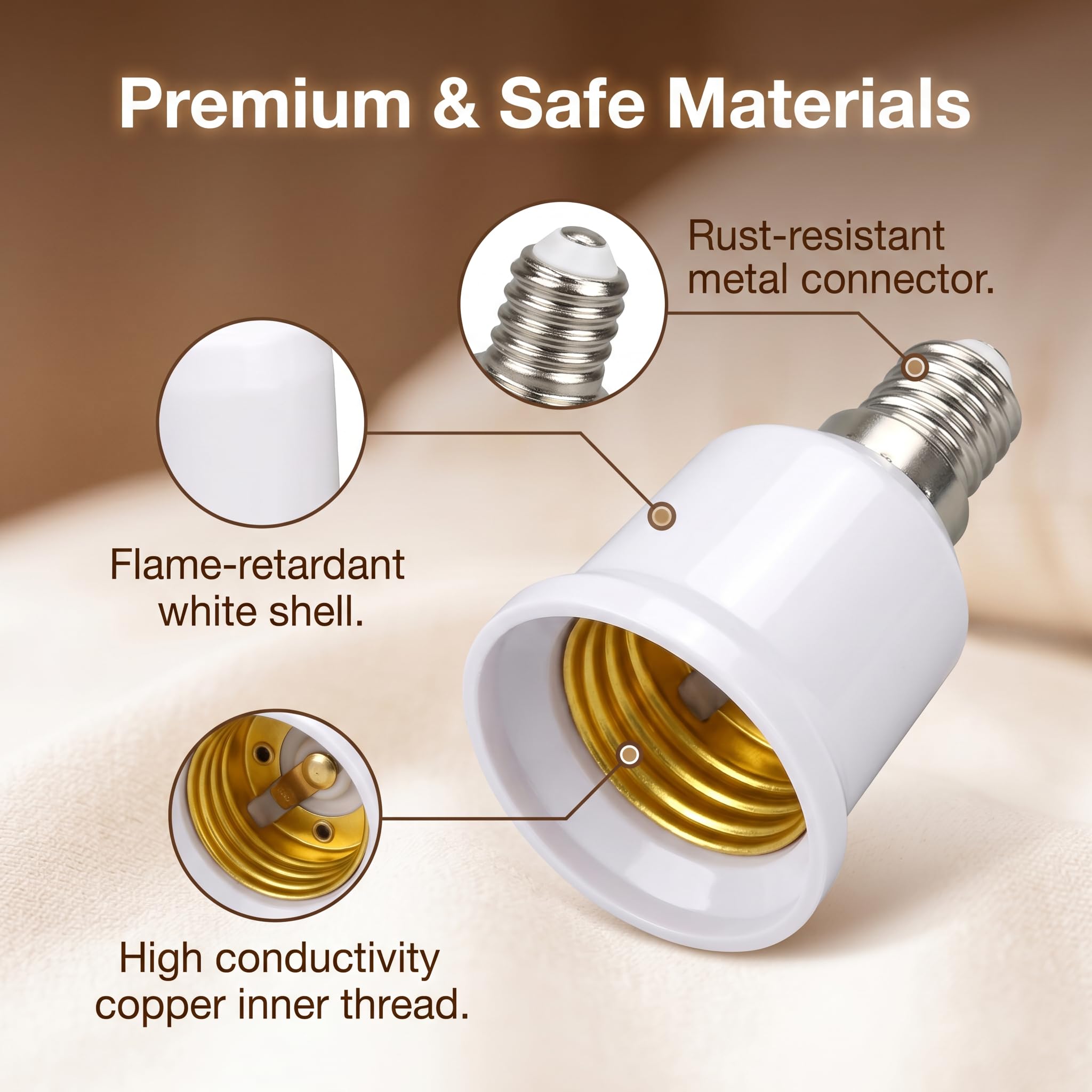 6 Stück E14 auf E27 Adapter, Lampensockel Konverter für E27 Leuchtmittel in E14 Fassung, Edison Schraubadapter aus hitzebeständigem, Geeignet für LED, Glühbirne, Halogenlampe und Energiesparlampe