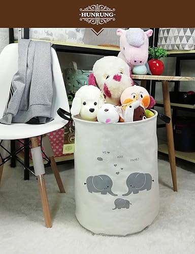 Miniatura 4 de HUNRUNG Canasta grande ligera de lona para almacenar, organizar juguetes, ropa sucia - plegable, resistente al agua, para dormitorios