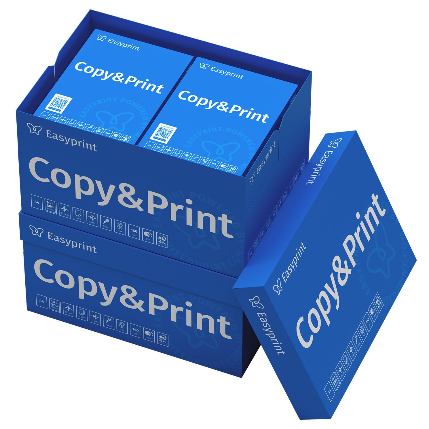 Easyprint Carta per stampante e fotocopiatrice, 10.000 fogli, 20 x 500 mm, formato A4, colore bianco brillante, certificata CEE 160 PEFC