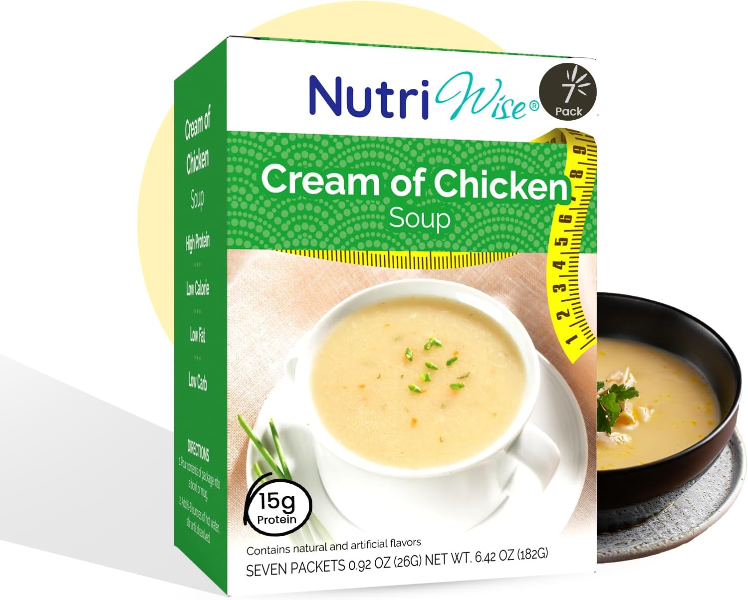 NutriWise High Protein Soup | Cream of Chicken | 15g Protein, Low Calorie, Low Carb, Low Fat, Low Sugar | Gluten Free Diet | Meal Replacement | 7/Box
