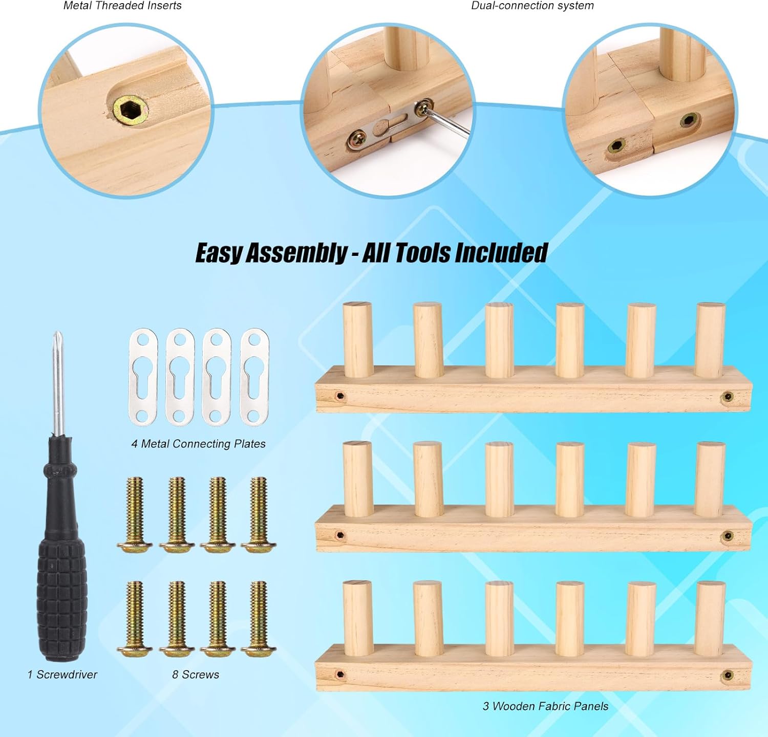 Sinbana Chunky Blanket Loom Kit, 90cm/35in Wooden Chunky Knitting Blanket Loom Durable 3-in-1 Crochet Knitting Tool Set Suitable for Beginners Craft Enthusiasts