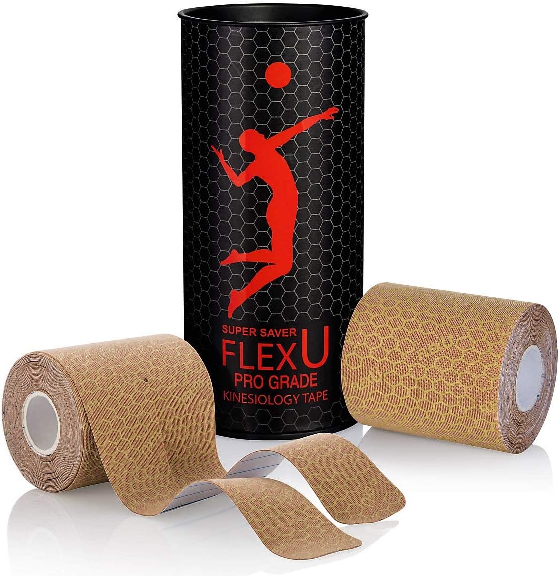 FLEXU Pro Ultra-wide Kinesiology Tape; Pre-Cut Y Shape, 3" & 4" Widths, Muscle &Joint Support, Athletic Tape for Pain Relief & Muscles Recovery; Water-Resistant, Latex-Free, Easy to Apply
