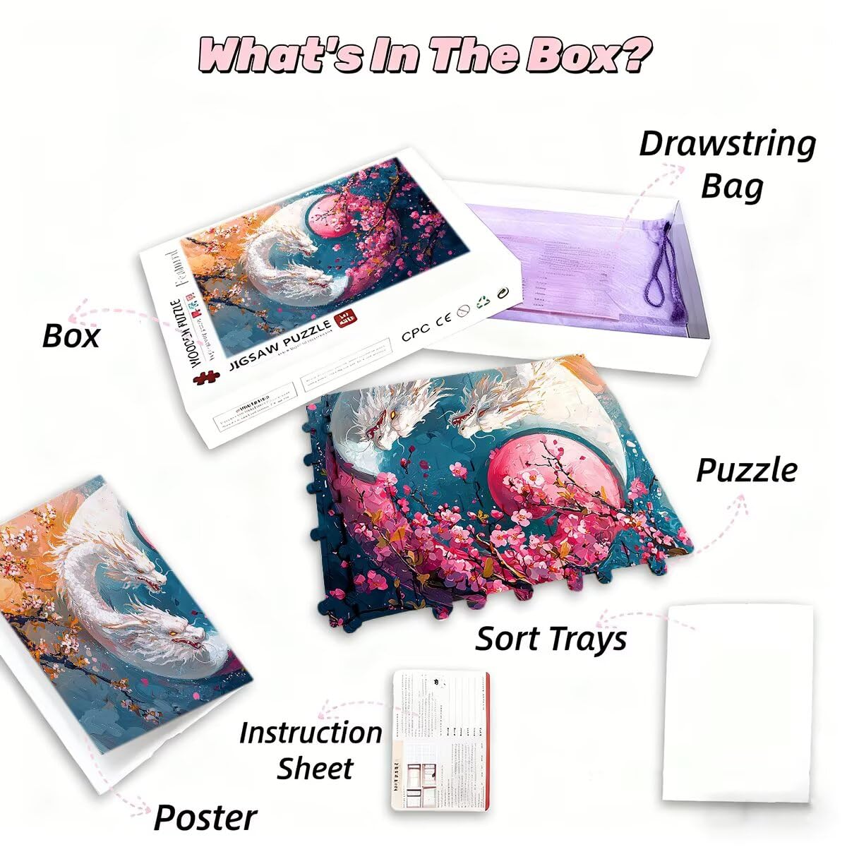 Puzzle 3000 sztuk dorosłych smok puzzle dla dorosłych kwiat puzzle zabawki edukacyjne oryginalne prezenty dla kobiet, puzzle kreatywna rozrywka, zabawna gra rodzinna 122x81cm I-24