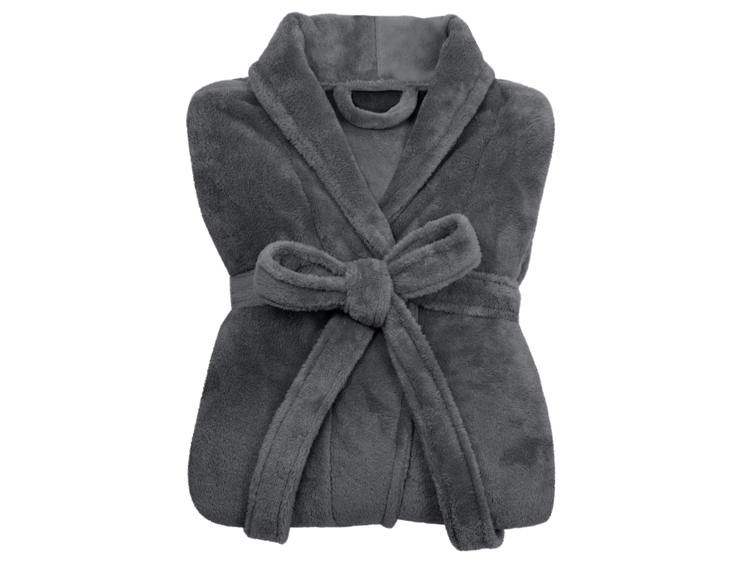 npluseins Peignoir de bain en polaire moelleuse avec col châle – Femme & Homme, XXL, Anthracite