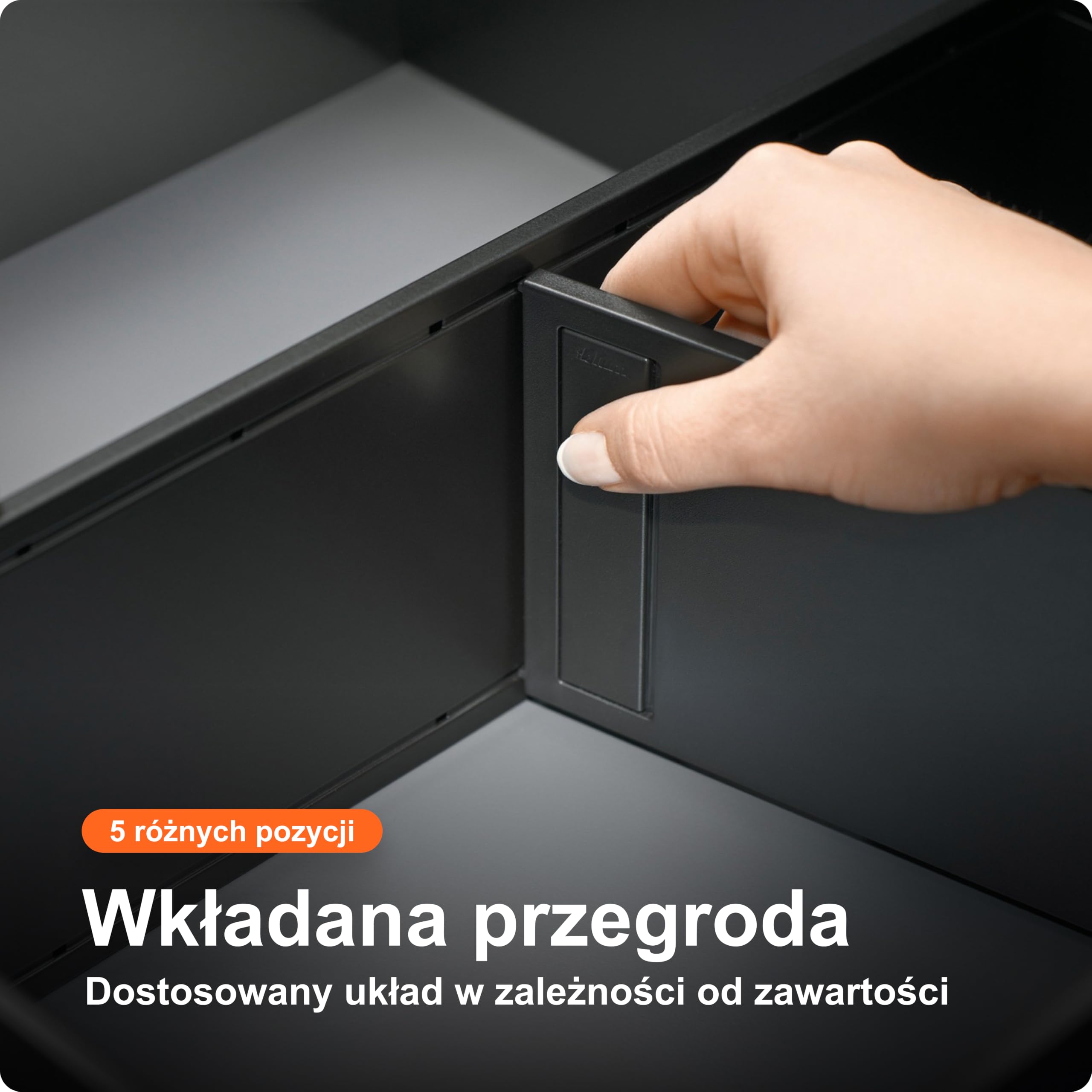 blum AMBIA-LINE organizer szuflady ze stali lakierowanej proszkowo | idealny do kuchni, łazienki i pokoju | rozszerzalny modułowo | 37×22×11 cm | z płytką magnetyczną | Czarny karbon