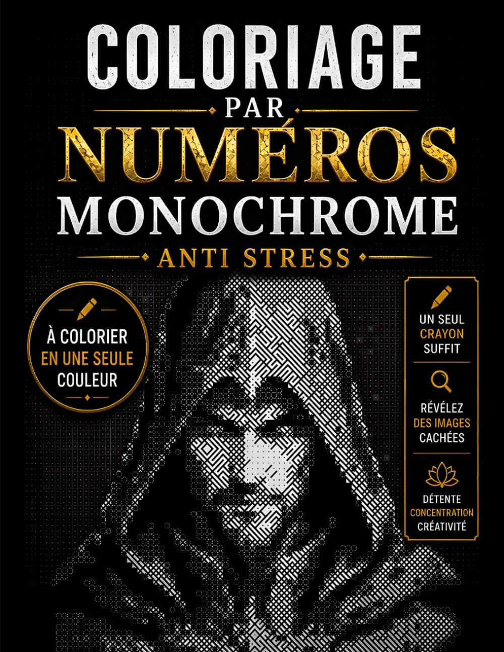 Coloriage par numéros monochrome anti stress: Des images mystères anti-stress à révéler avec une seule couleur